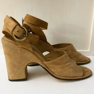 Via Spiga Leather Ankle-Strap Sandals, 8.5, Camel